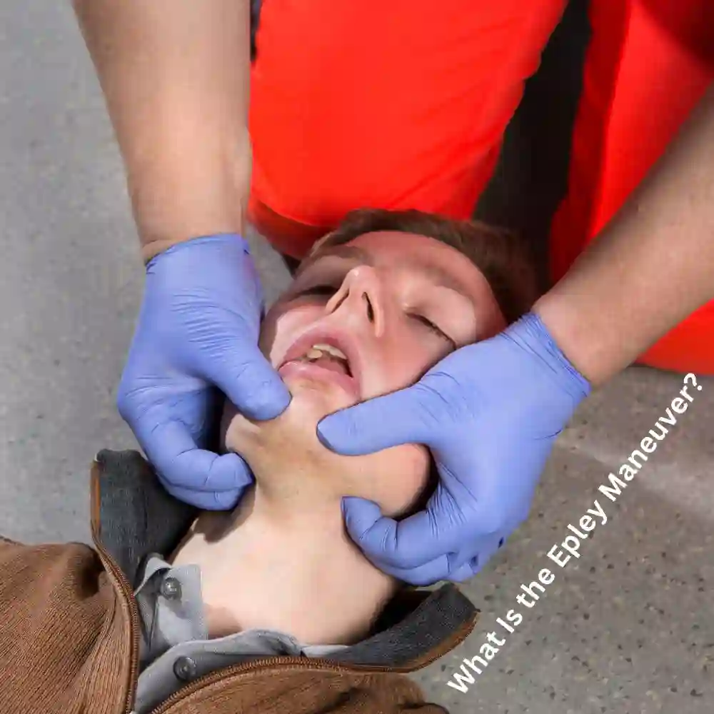 Person showing how to perform The Epley maneuver